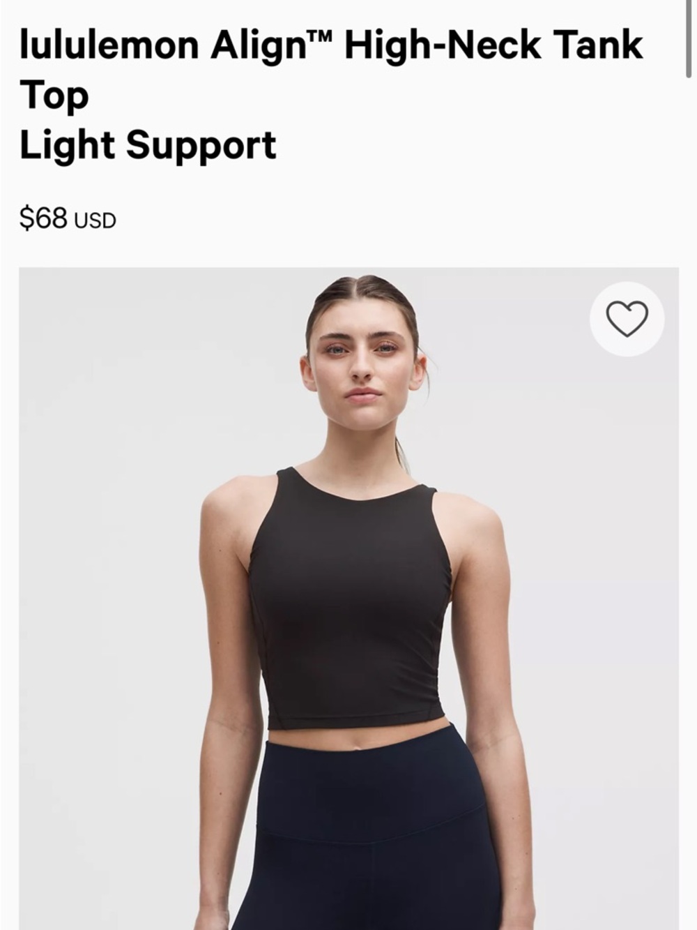 lululemon athletica Align High-Neck Tank Top in Black